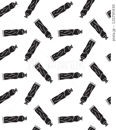 Vector seamless pattern of hand drawn paint tube 120795930