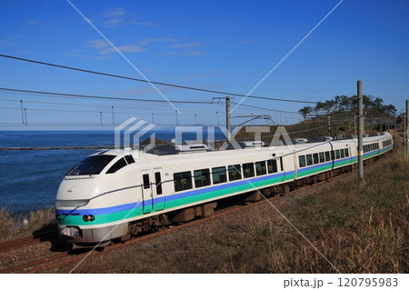 絶景の信越本線を駆け抜けるE653系(復刻上沼垂色)の特急しらゆき号_2024/12/2撮影 120795983