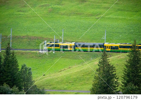 クライネシャイデックからヴェンゲンへのトレッキングの景色　ヴェンゲン　グリンデルワルト　スイス 120796179