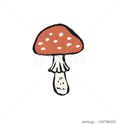 Hand drawn inky sketch style amanita mushroom 120796302