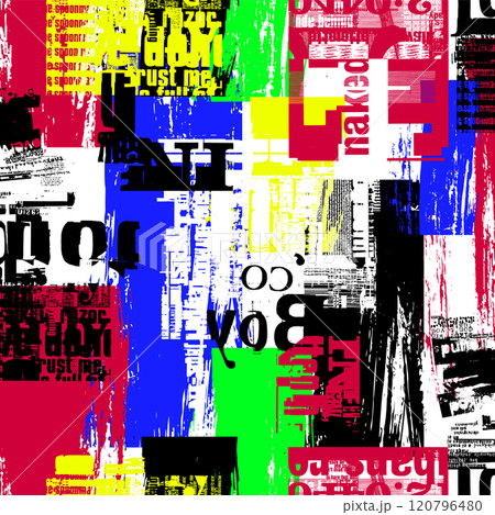 抽象的で無意味なテクスチャのコラージュ柄, 120796480