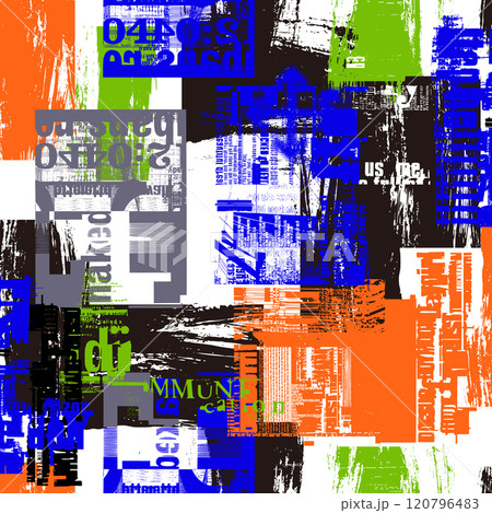 抽象的で無意味なテクスチャのコラージュ柄, 120796483