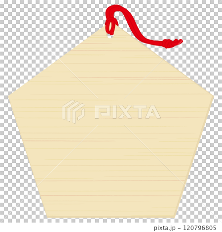 Vector illustration of a votive plaque (pentagonal) with beautiful wood grain 120796805