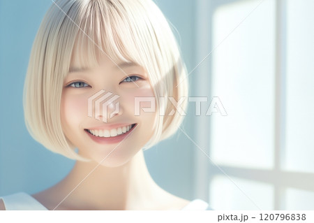 ヘアサロンで撮影する美しい女性「AI生成画像」 120796838