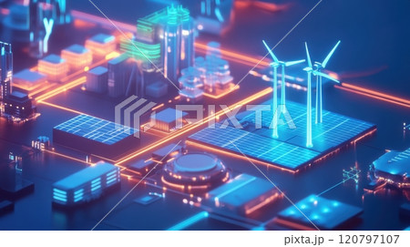 A futuristic cityscape with a large number of buildings 120797107