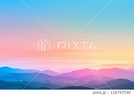 Gradient Dawn Over Layered Mountain Silhouettes Gradient Dawn Over Layered Mountain Silhouettes 120797590