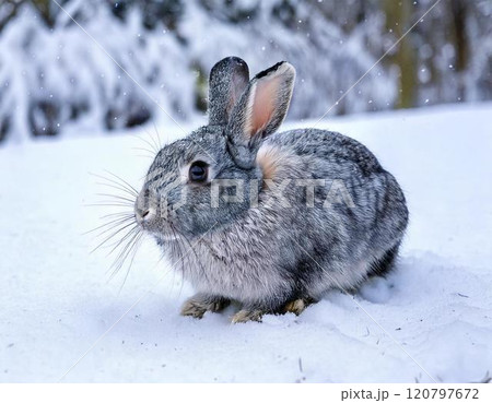 雪うさぎと白い雪原 雪うさぎと白い雪原 120797672