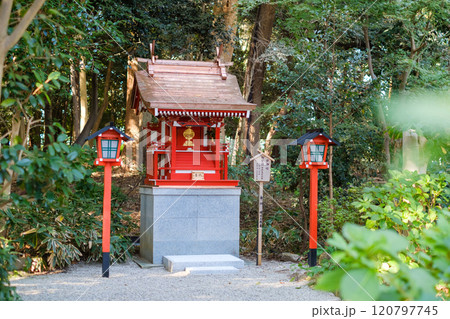 神社の森の中の小さな祠　 120797745