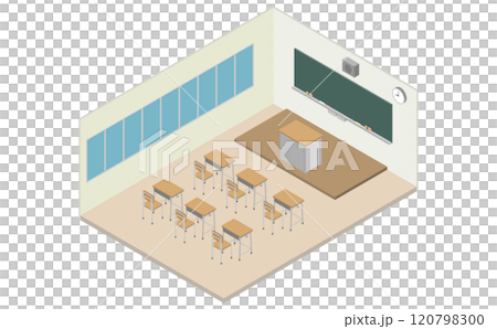アイソメトリックイラスト：学校の教室 120798300