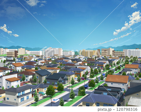家 住宅 街 都市 青空 イラスト CG BG 街並み 背景 家 住宅 街 都市 青空 イラスト CG BG 街並み 背景 120798316