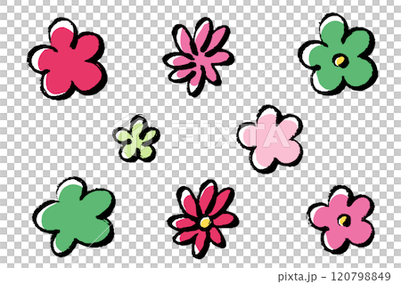 A set of colorful brush-style flower illustrations A set of colorful brush-style flower illustrations 120798849