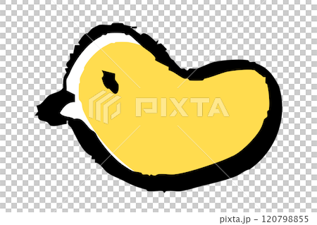 一隻帶有刷子觸摸的黃色鳥的插圖 120798855