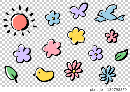 帶有畫筆描邊的可愛物品插圖集 120798879