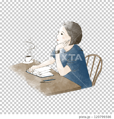 A woman working in a cafe 120799386