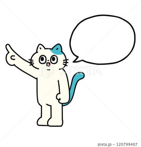 指差しするゆかいな猫と吹き出し 指差しするゆかいな猫と吹き出し 120799487