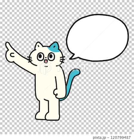 指差しするゆかいな猫と吹き出し 指差しするゆかいな猫と吹き出し 120799487
