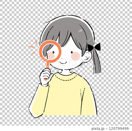 虫眼鏡を使用して調査する少女のイラスト 虫眼鏡を使用して調査する少女のイラスト 120799499