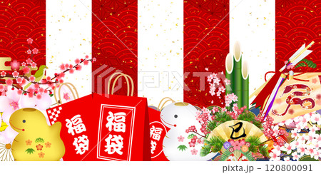 巳　年賀状　新年　初売り　背景	 120800091
