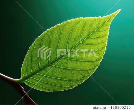 《AI画像》緑色の一枚の葉っぱ 120800210