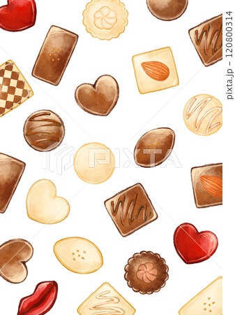 手描きのチョコレートスイーツの背景イラスト 120800314