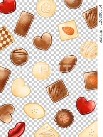 手描きのチョコレートスイーツの背景イラスト 120800314