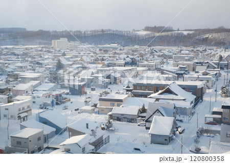 Winter town landscape in Biei, Hokkaido, Japan Winter town landscape in Biei, Hokkaido, Japan 120800358