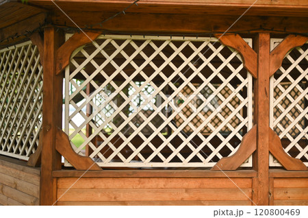 The textured background is the wooden lattice  120800469