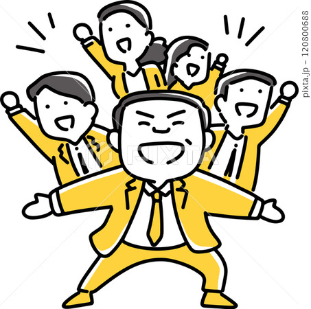 複数の社員を背負う笑顔の社長 120800688