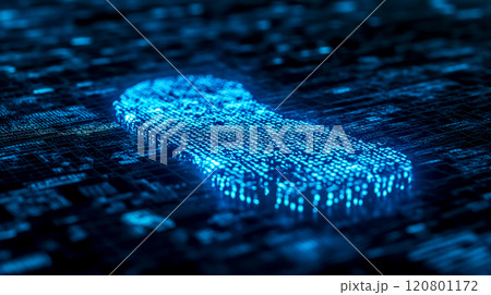 Glowing digital footprint representing online tracking and data privacy Glowing digital footprint representing online tracking and data privacy 120801172