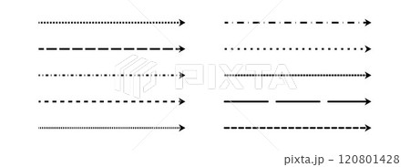 Black straight thin dashed arrow set. Long dotted arrows collection. Outline stripe element bundle for flyer, poster, brochure, booklet, banner. Doodle sketched pointers and direction lines. Vector Black straight thin dashed arrow set. Long dotted arrows collection. Outline stripe element bundle for flyer, poster, brochure, booklet, banner. Doodle sketched pointers and direction lines. Vector 120801428