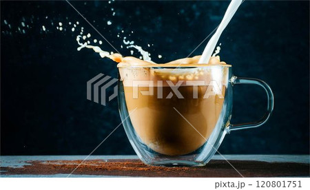コーヒー　ラテ　ドリンク　飲料　注ぐ 120801751