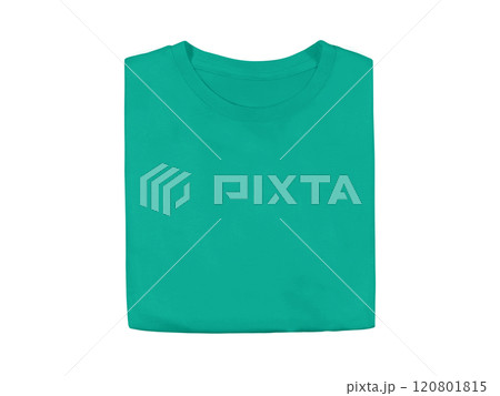 Heather Seafoam Green colour blank fashion folded tee front mockup template 120801815
