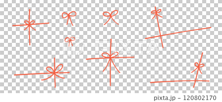 Gift bow ribbon. Illustration of thin strings tied in a crisscross pattern. Flat hand drawn vector illustration isolated on white background. Gift bow ribbon. Illustration of thin strings tied in a crisscross pattern. Flat hand drawn vector illustration isolated on white background. 120802170