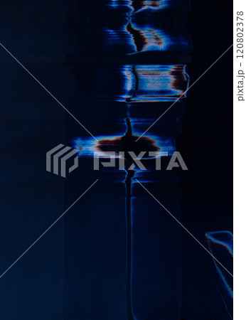 Glitch overlay. Digital distortion. Broken screen. Blue orange white black light flares pulse effect pixel noise artifacts texture dark illustration art abstract background. Glitch overlay. Digital distortion. Broken screen. Blue orange white black light flares pulse effect pixel noise artifacts texture dark illustration art abstract background. 120802378