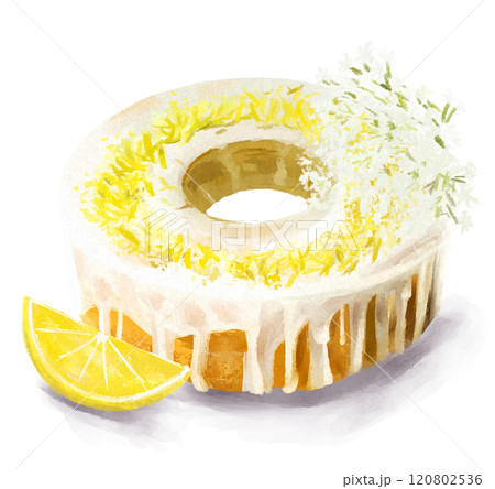 レモンバウムクーヘンの手描きイラスト 120802536