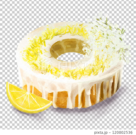 レモンバウムクーヘンの手描きイラスト 120802536