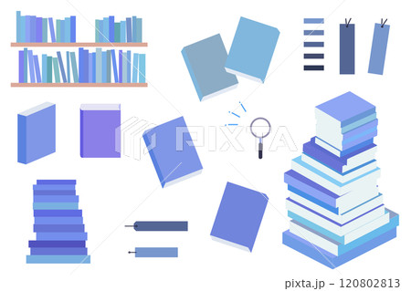 色々な形状の本のイラストセット　書籍　書店　アイコン　挿絵 120802813