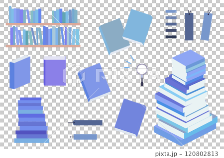 色々な形状の本のイラストセット　書籍　書店　アイコン　挿絵 120802813