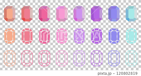 Emerald cut colorful gemstone illustration set Minerals Gems Vector material Emerald cut colorful gemstone illustration set Minerals Gems Vector material 120802819