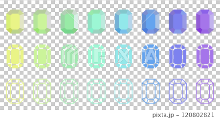 Emerald cut colorful gemstone illustration set Minerals Gems Vector material Emerald cut colorful gemstone illustration set Minerals Gems Vector material 120802821