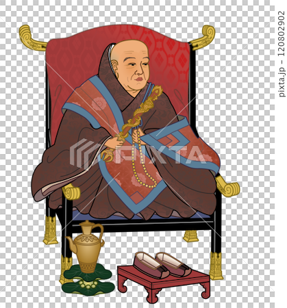 Emperor Uda sitting on a high chair 120802902