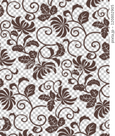 和服圖案 菊花 蔓藤花紋 和服圖案 菊花 蔓藤花紋 120802905