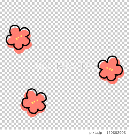 Simple and cute plum blossom deformed illustration set Simple and cute plum blossom deformed illustration set 120802908