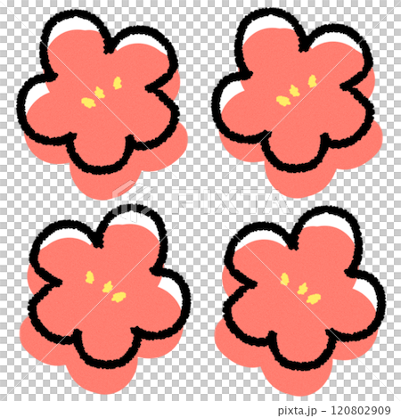 簡單可愛的梅花變形插畫集 120802909