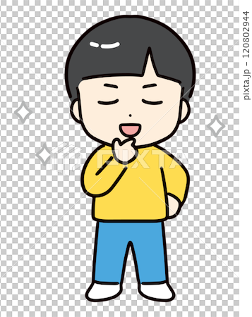 自信微笑的男孩（全身，正面） 120802944