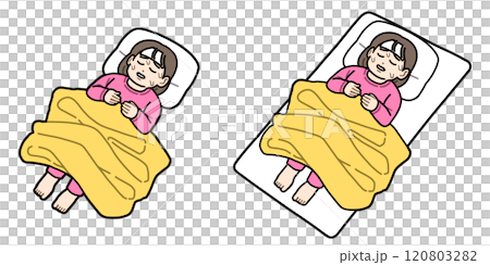 風邪で寝込む少女（ほてり無し） 120803282