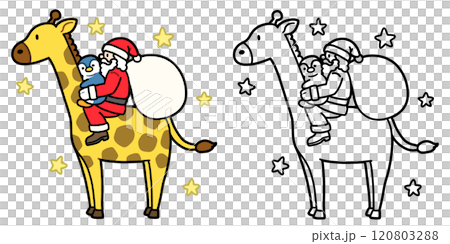 Santa Claus, Penguins and Giraffes (with coloring book) 120803288