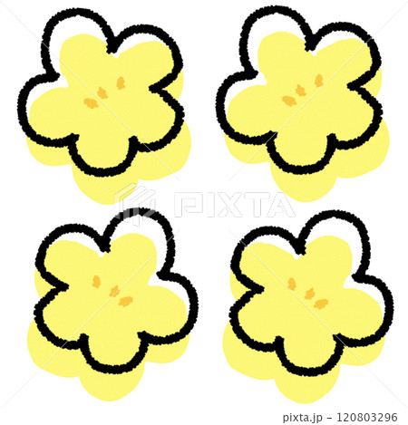 シンプルでかわいい白梅の花のデフォルメイラスト セット 120803296