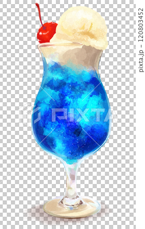 Hand drawn illustration of blue cream soda 120803452
