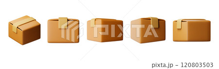 3D closed carton packaging box set isolated 120803503